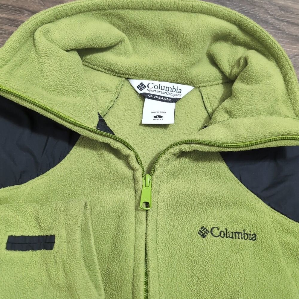 Columbia Sportswear Company Olive‎ Green Sweater Outdoor Hiking Full Zip 14Y